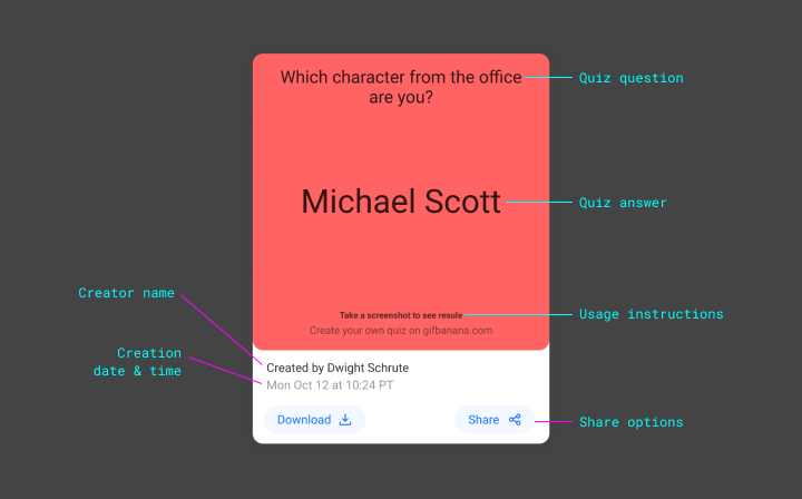 Quiz card annotated