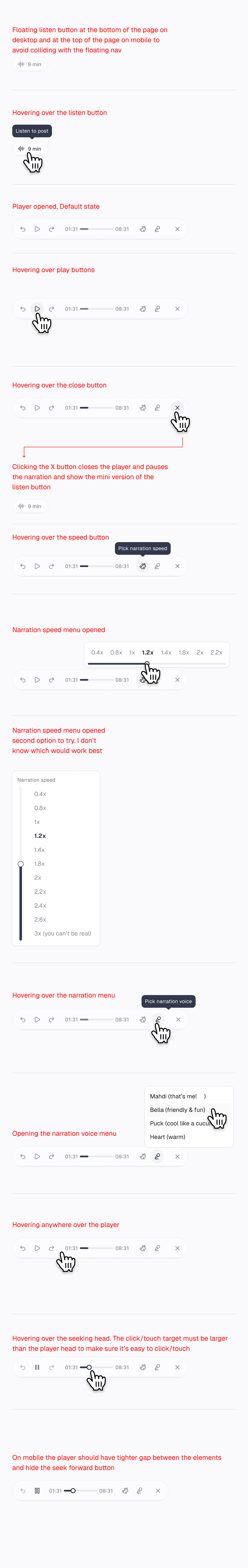The complete annotated player spec from Figma