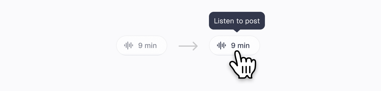 The listen chip in its resting and hovered states