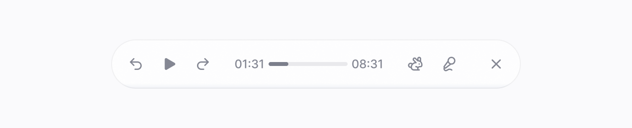 The player bar, open in its default state