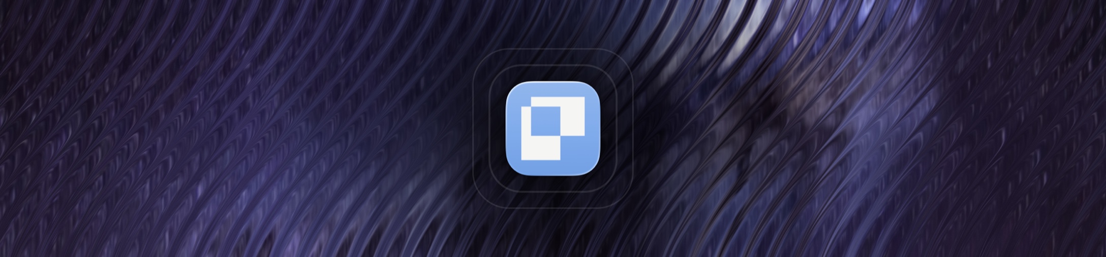 Paper's app icon floating over a purple shader wave background