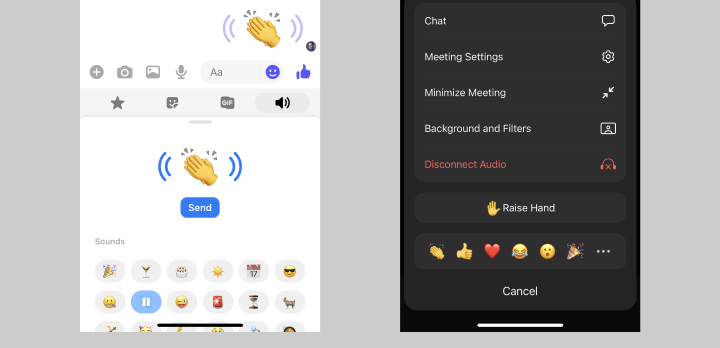 Clapping reaction in Messenger & Zoom